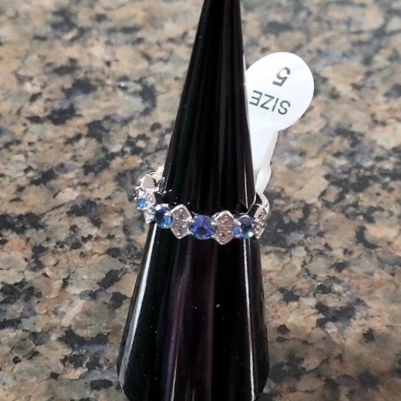 Bomb Party RBP2277 Light Sapphire Blue Cubic Zirconia .925 Sterling Silver Sz 5 - Picture 1 of 4